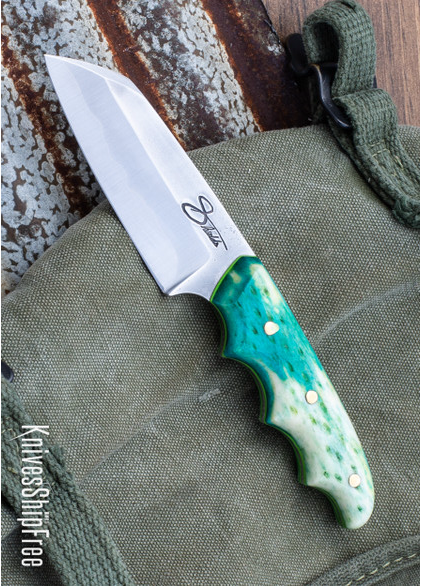 product image for 5430 Carter Cutlery Muteki Signature Freestyle Neck Knife Dyed Jigged Bone Toxic Green G 10 Liner Domed Brass Pins CC 21 CJ 014