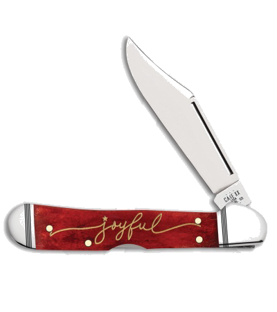 Case Mini Copperlock Knife 3 6 Christmas Joyful Red Bone 61749 L SS 10625