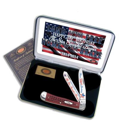 Case Red Jigged Bone Star Spangled Banner Trapper Knife 6254 SS