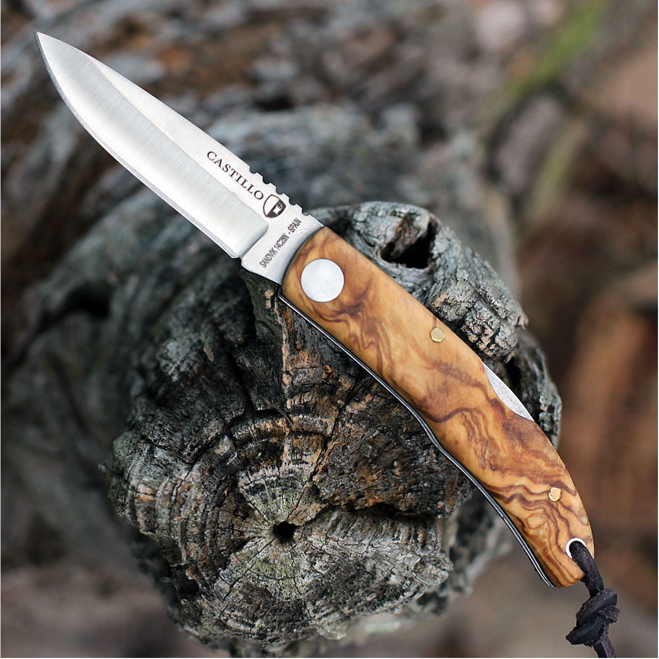 product image for Castillo Listo Olive Wood 3.2" 14C28N Drop Point Pocket Knife