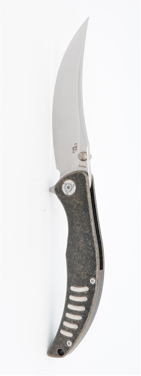product image for CH Knives Sultan Bronze Titanium Handle Folding Knife S35VN Plain Edge Model CHSUBZ