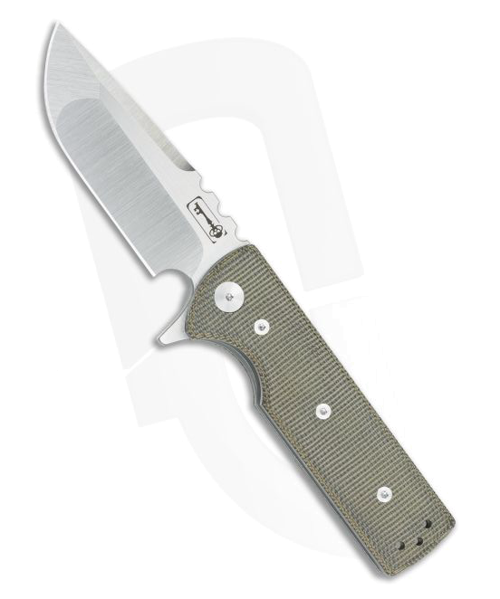 Chaves Ultramar T A K Green Canvas Micarta M390 Flipper Knife