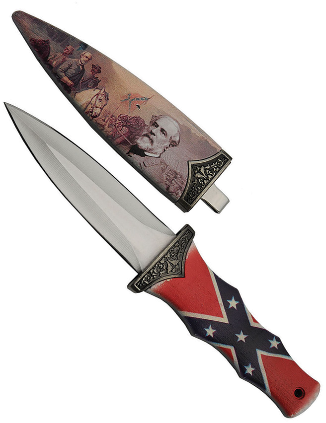 product image for China-Made Robert E Lee Boot Knife Model 3.5 with Confederate Design Handle and Artwork Sheath