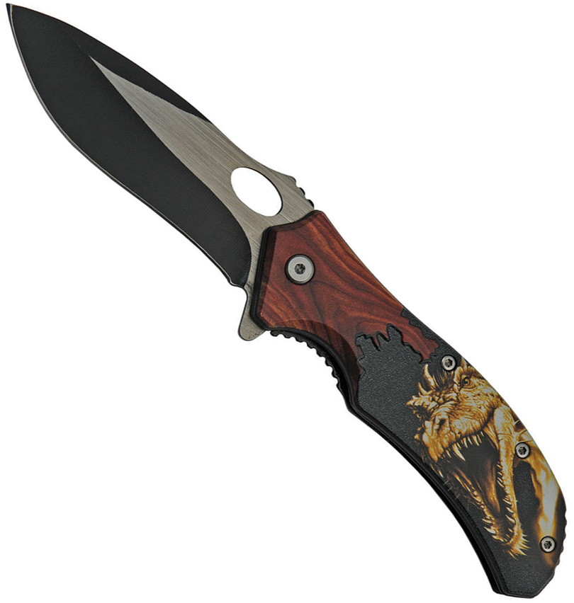 product image for China-Made Dragon Assisted Opening Linerlock Pocket Knife 3.5" Blade
