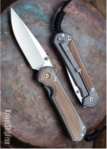 product image for Chris Reeve Knives Large Sebenza 31 Natural Canvas Micarta Inlay Double Silver Thumb Lugs