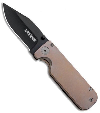 product image for Civilware Clipper Bronze Titanium Black PVD Clip Point Folding Knife