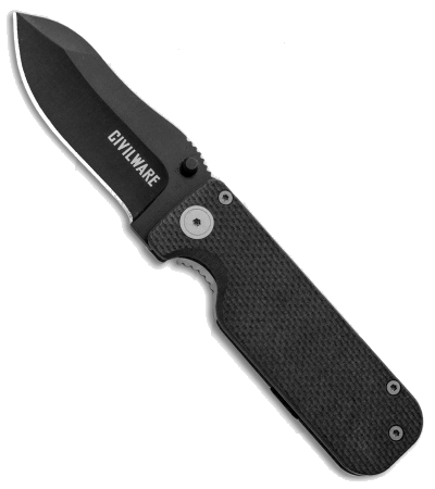 product image for Civilware Striker Black G-10 Handle Black PVD Recurve Blade Folding Knife