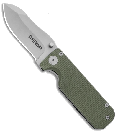 product image for Civilware Clipper Titanium Tumbled Handle Satin Blade Folding Knife