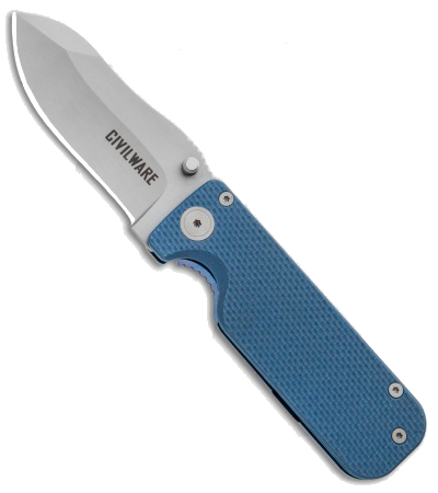 product image for Civilware Striker Blue G-10 Frame Lock Knife Model 2.8 Bead Blast