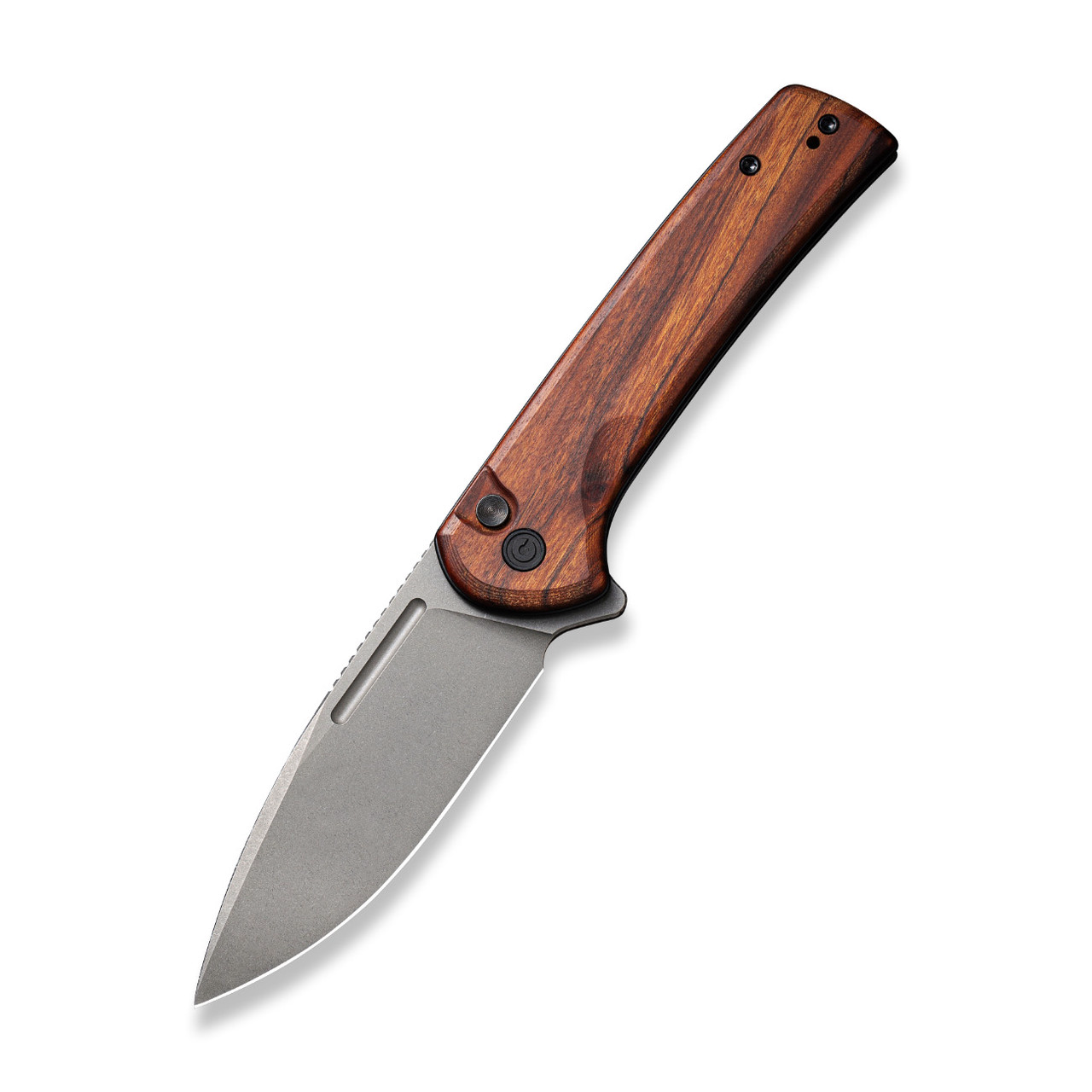 Civivi Conspirator C21006-3 Folding Knife Cuibourtia Wood Handle Nitro V Plain Edge Gray Stonewash Finish