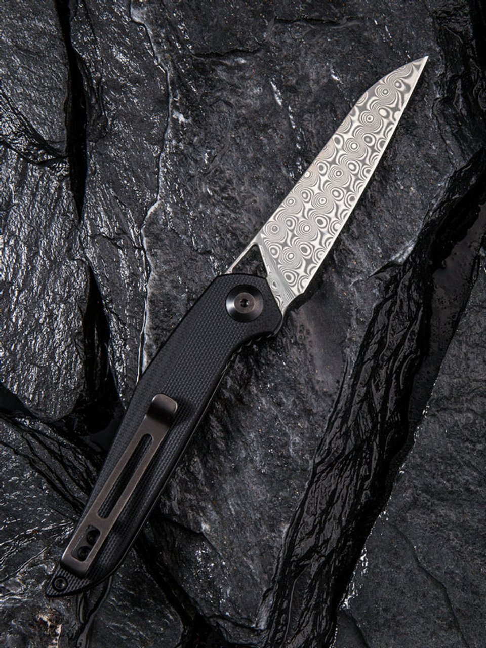 CIVIVI Isham Mckenna Black G-10 Damascus Blade Folding Knife C-905DS ...