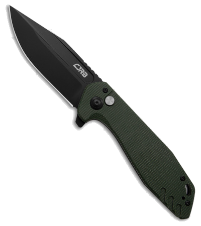 CJRB Riff Button Lock Knife Green Micarta product image