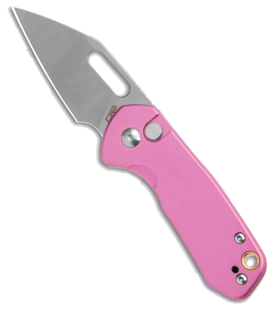 CJRB Mini Pyrite Pink Aluminum AR-RPM9 Button Lock Knife
