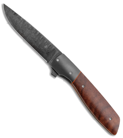 product image for Clark Custom Dirkdobber Damascus Steel Rosewood Zirconium Handle Pocket Knife