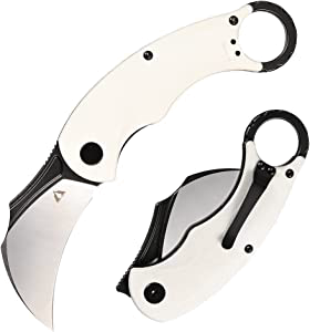 product image for CMB Made Knives Falcon Folding Karambit AUS 10 Steel G10 Handle Pocket Knife White