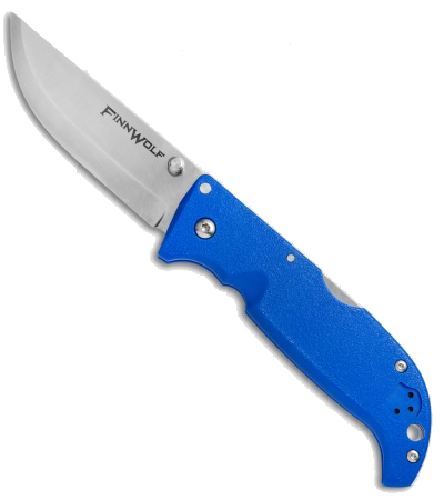 Cold Steel Finn Wolf Blue Griv-Ex Handle AUS-8A Satin Blade Lockback Knife