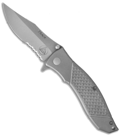 product image for Combative Edge Draco D1 Spring Assisted Knife Titanium Gray S30V Serrated Blade