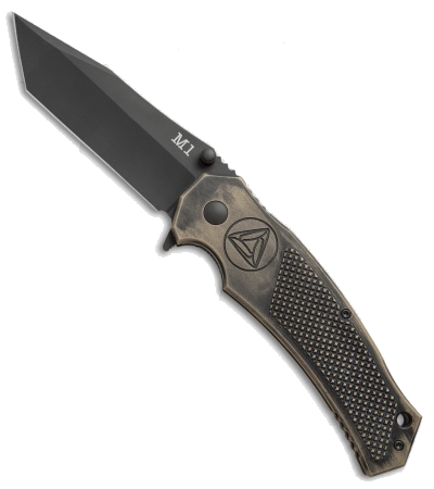 product image for Combative Edge M1 Black Tanto Folding Knife Battle Worn Tan Handle