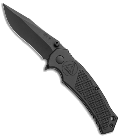 product image for Combative Edge M1X Black Handle Black Bowie Blade Folding Knife