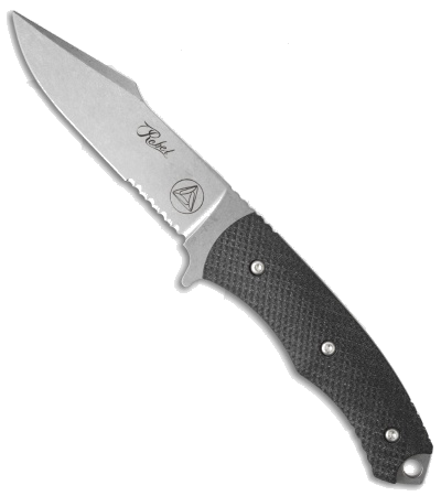 product image for Combative Edge Rebel Black G10 CPM-S30V Fixed Blade Knife with Stonewash Serrated Edge