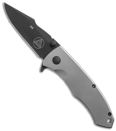 product image for Combative Edge X9 Gray Titanium Frame Lock Knife S30V Steel 3.25" Black Blade