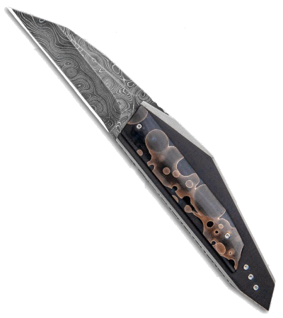 Corrie-Schoeman N Able Black Resin Composite Damascus Liner Lock Knife