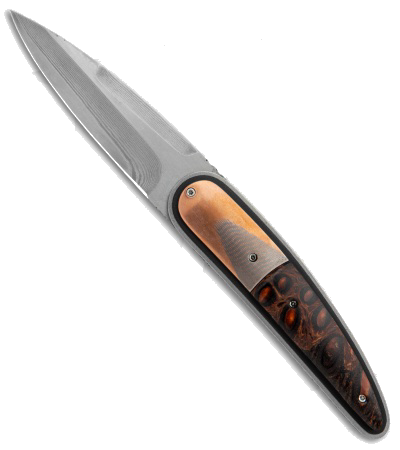 product image for Corrie Schoeman Large Raindrop ATS 34 Steel Satin Blade Giraffe Bone Handle Liner Lock Knife