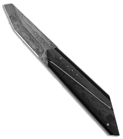 Corrie-Schoeman T-Mate Flipper Black Marbled Carbon Fiber Damascus Steel Knife product image