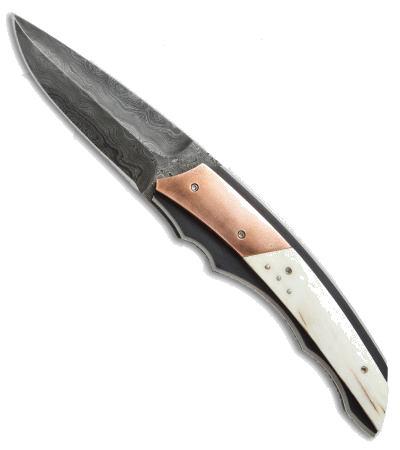 product image for Corrie Schoeman X Corpion Giraffe Bone Copper Damascus Flipper Knife