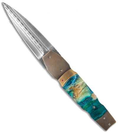 product image for Corrie Schoeman X-Pose Flipper Green Verdite Bronze Ettore Gianferrari Damascus