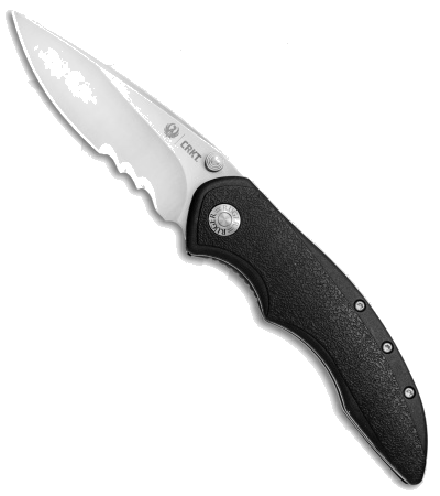 product image for CRKT-Ruger High-Brass Black GRN Handle Satin Serrated Blade R-2601 Spring Assisted Knife