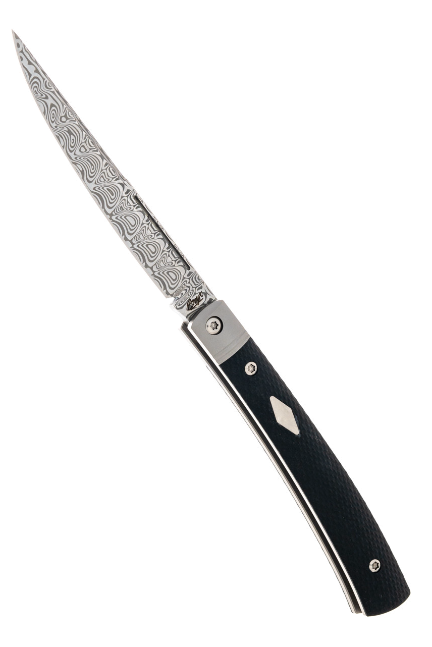 product image for Cuda Barracuda Slipjoint Black G10 Titanium Damasteel Blade