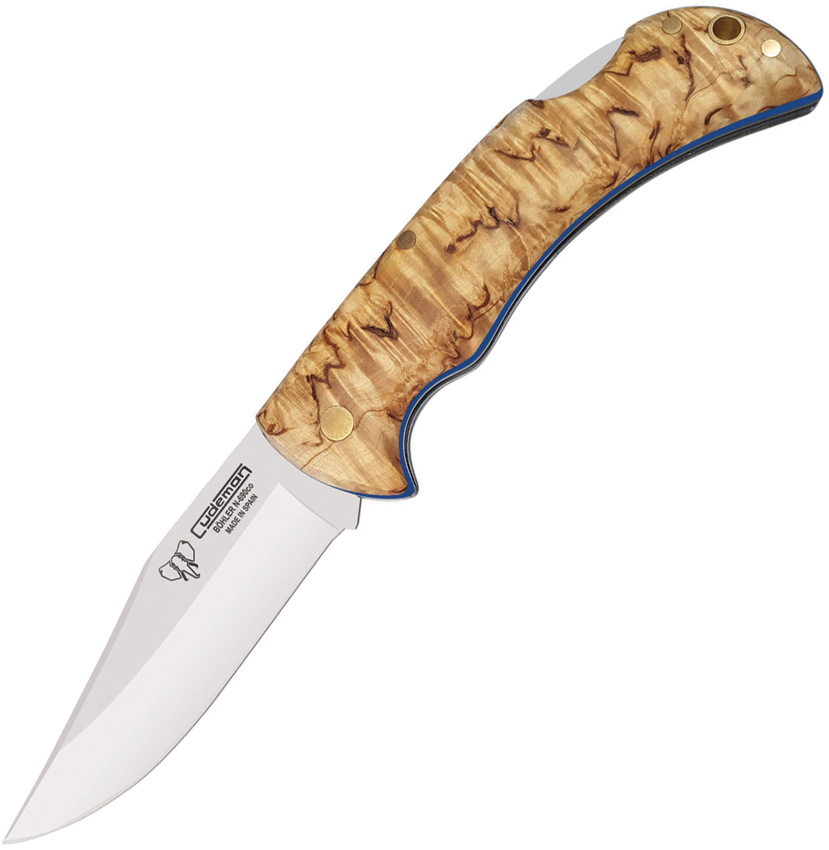 product image for Cudeman Curly Birch Blue 326 Lockback Knife