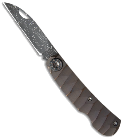 product image for Curtiss Custom Knives Titanium Slip Joint Wharncliffe Damascus Model Number Missing