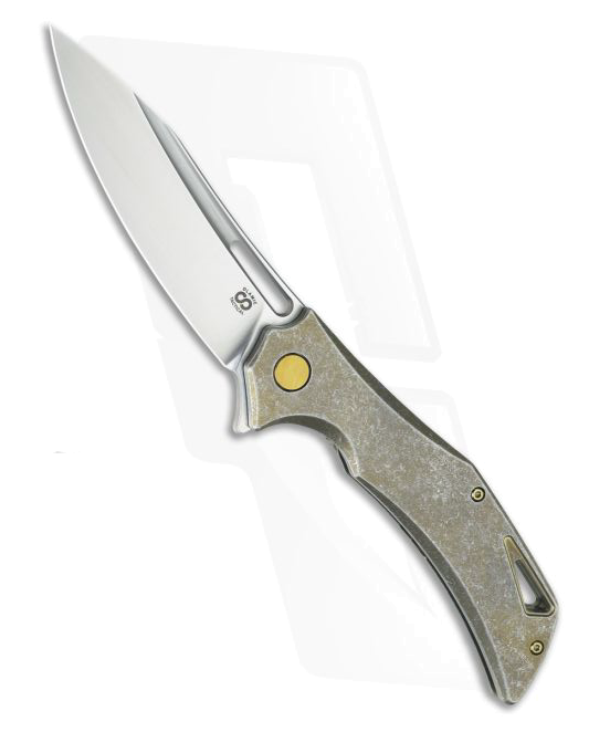 Custom Knife Bronze Stonewash Ti Satin Elmax