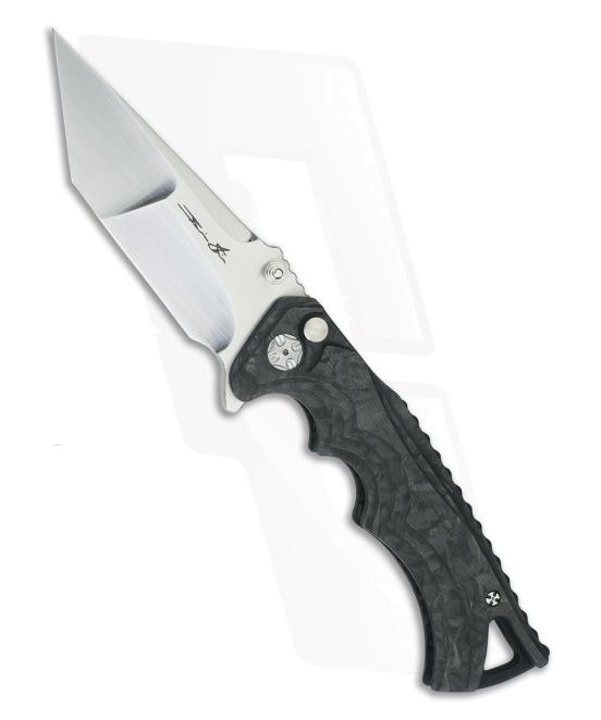 Custom Tighe Fighter Marbled Carbon Fiber Satin RWL 34 Tanto Flipper 3668 product image
