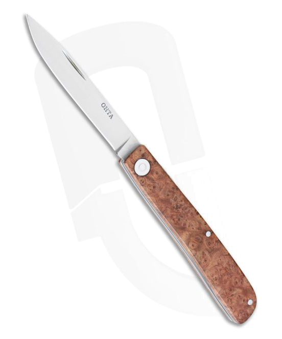 Custom Hiroaki Ohta Light Folder OLF Slip Joint Knife Amboyna Burl D2 Steel Model 4010
