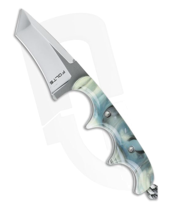 Custom Alan Folts Minimalist Tanto Neck Knife CPM 154 Ocean Custom Acrylic