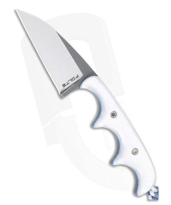 Custom White Pearl Kirinite Minimalist Wharncliffe Neck Knife