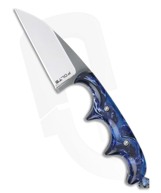 Custom Alan Folts Minimalist Wharncliffe Neck Knife Blue Acrylic CPM 154 product image