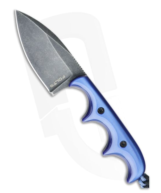 Custom Minimalist Spear Point Neck Knife Pearl Blue Kirinite Black Washed CPM 154