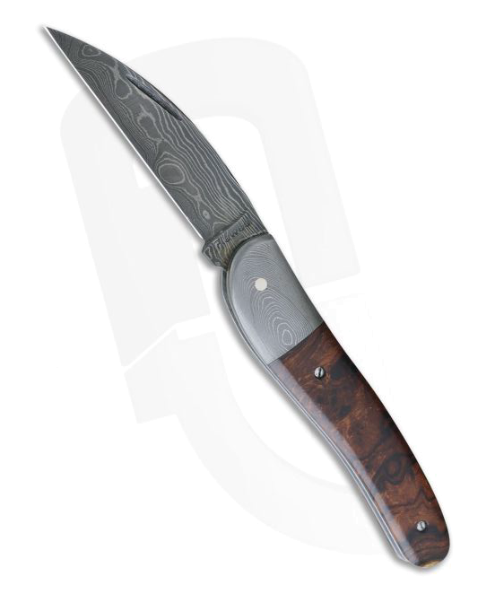Custom Ironwood Wharncliffe Whittler Damascus Blade