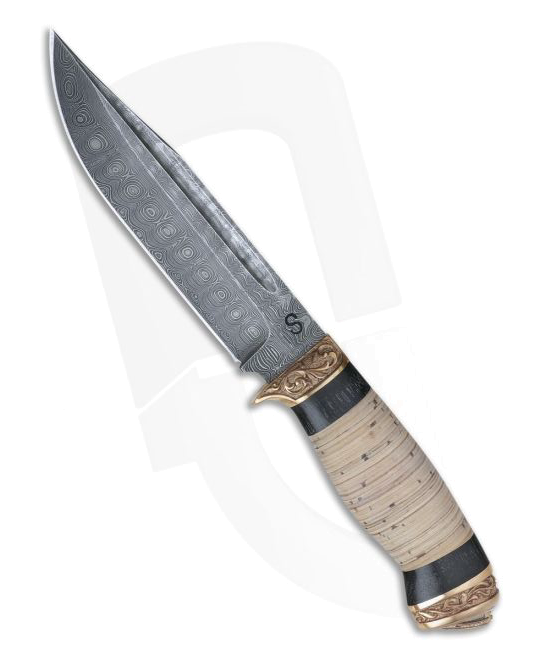 Custom Knife Stacked Birch Damascus Fixed Blade product image