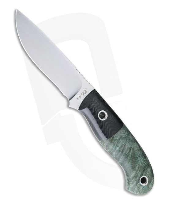 Custom Knife Model 110 Satin CPM 154 Black Linen Micarta Bolstered Stabilized Maple product image