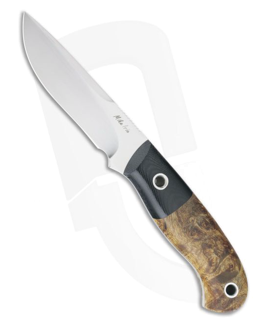 Mike Irie Model 110 Spear Point CPM 154 Micarta Bolstered Stabilized Dyed Maple Burl 4276