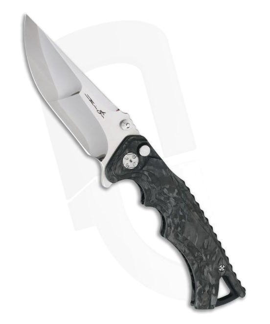 product image for Brian Tighe Custom Tighe Fighter S 90 V San Mai Drop Point Carbon Fiber Flipper 4316