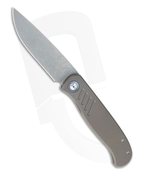 Custom Burger Atlas SFL 4498 Acid Washed Elmax Bronze Titanium Frame Lock Front Flipper