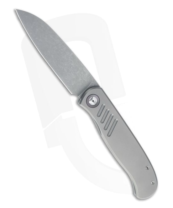 Custom Burger Atlas SFL Sheepsfoot Acid Washed Elmax Gray Titanium Frame Lock Front Flipper 4502 product image