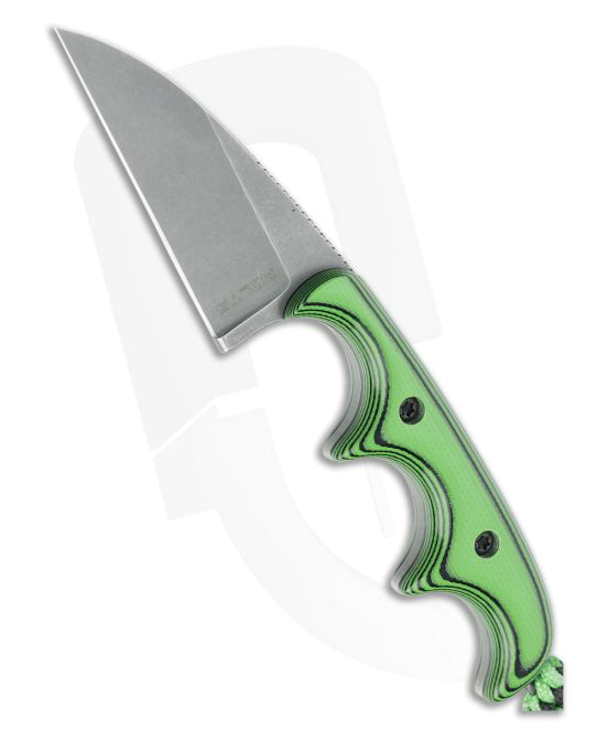 product image for Custom Alan Folts Minimalist Wharncliffe Toxic Green Black G-10 Fixed Blade Neck Knife