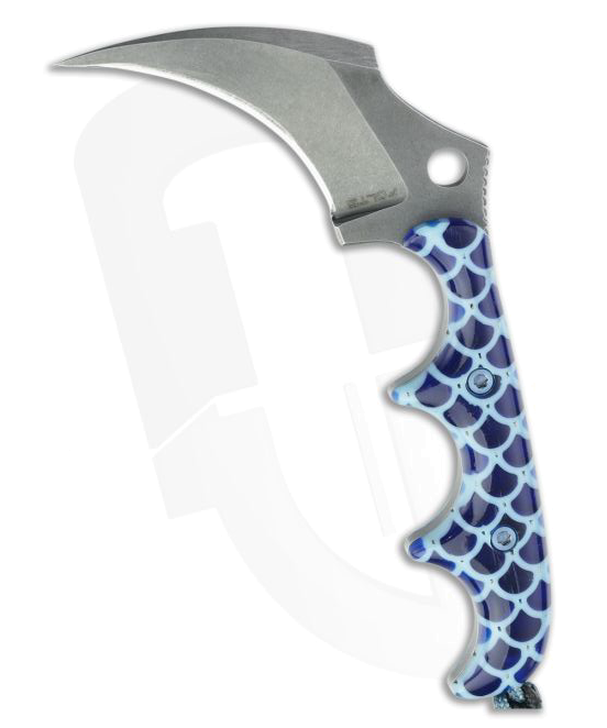 Custom Alan Folts Kera Minimalist Tumbled CPM 154 Fixed Blade Neck Knife
